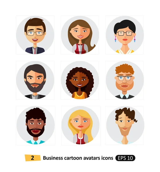 Ícones planos usuários avatares negócio de escritório pessoas definir — Vetor de Stock