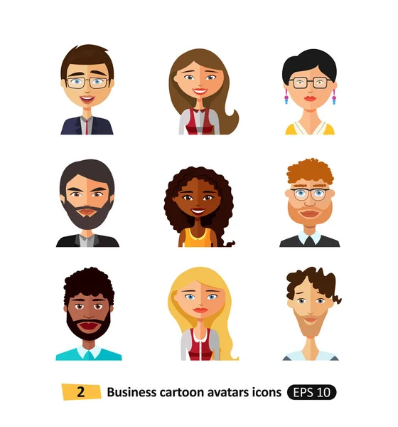 Set of diverse buiness avatars different nationalities, clothes and hair styles Stock Illustration