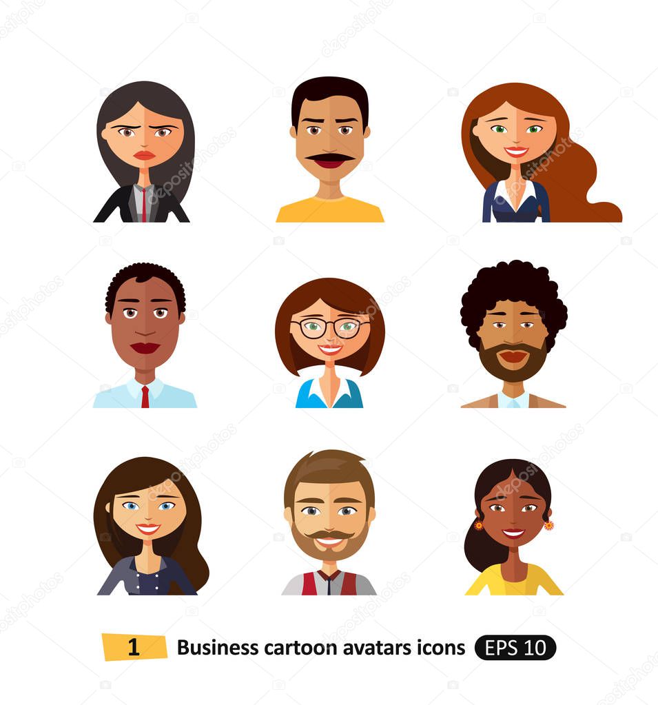 Users business people, men and women avatar flat  icons vector illustration 