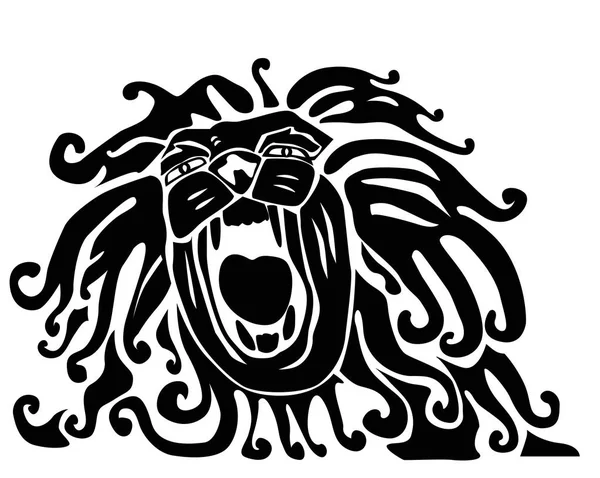 Roaring lion.Lion head. Monochromatic image for your t-shirt vector illustration isolated on white — Stock Vector