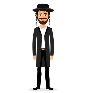 Beyaz arka plan üzerinde izole Yahudi adam Yahudi vektör karakter