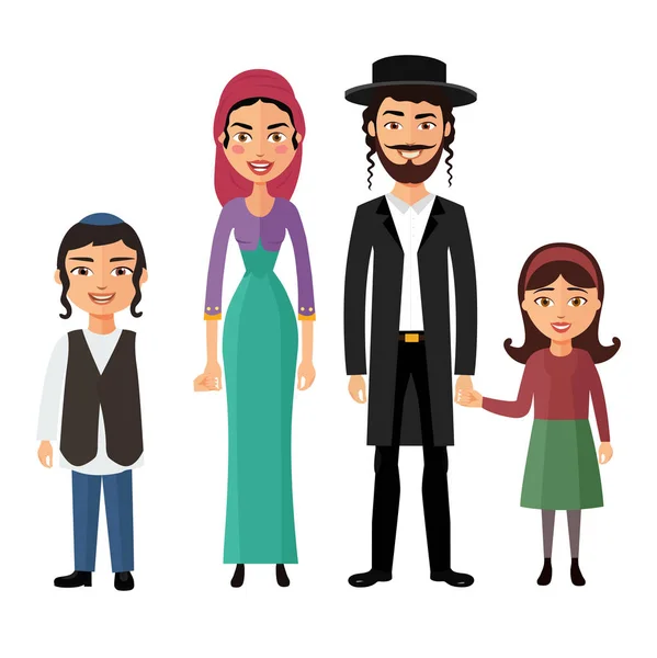 Familia judía plana vector concepto de dibujos animados aislados — Vector de stock