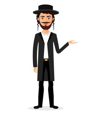 Bir şey düz vektör karikatür üzerine beyaz izole sunulması Yahudi iş adamı