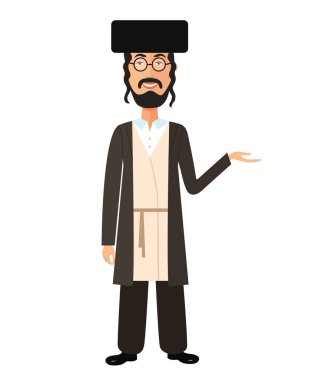  Yahudi adam beyaz izole vektör karikatür sunulması 