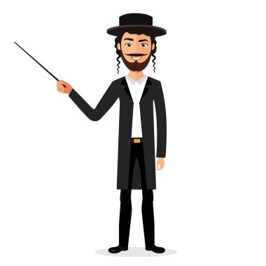 Yahudi adam bir şey sunmak düz vektör izole karikatür