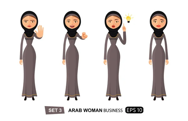 Επαγγελματίες Αραβικά γυναίκα δείχνει stop χειρονομία με το χέρι γυναίκα πολιτικός δίνοντας μια ομιλία πάρετε ιδέα — Διανυσματικό Αρχείο
