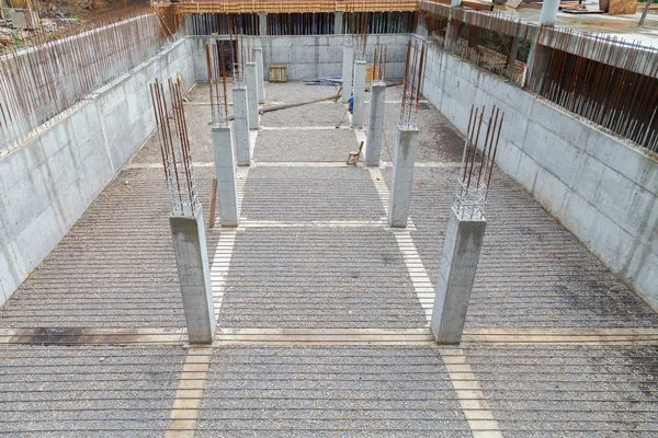 Grid Reinforcement Laid Surface Ready Pouring Concrete Bottom Reinforcement Preparation — Stock Photo, Image