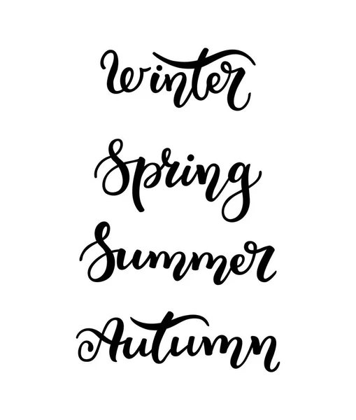 Handschrift Jahreszeiten Winter Frühling Sommer Herbst — Stockvektor