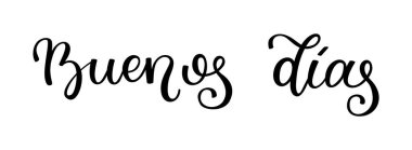 El yazısı. Günaydın. İspanyol harfleri. Kart, poster, yazdırma şablonu.