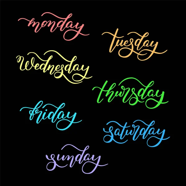 Dopisovací Dny Týdnu Pondělí Úterý Středa Čtvrtek Pátek Sobota Neděle — Stockový vektor