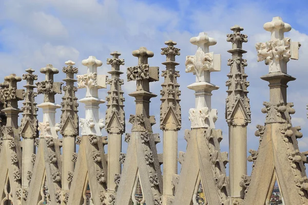 Milão Itália Maio 2018 Estas São Decorações Góticas Telhado Catedral — Fotografia de Stock