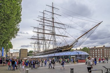 London, Büyük Britanya - 20 Mayıs 2014: 'Cutty Sark' en ünlü çay makasları, deniz Greenwich'te bir gemi-müze olan biridir.