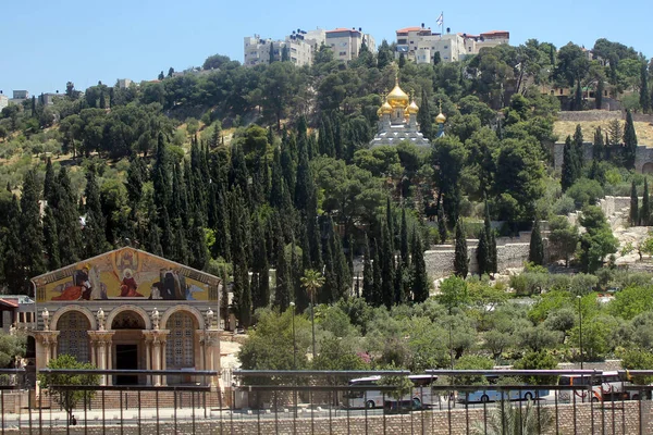 Mount of Olives with church of All Nations and church of Mary Ma — Stock Photo, Image