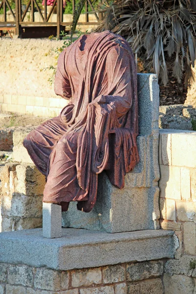 Caesárea Israel Maio 2011 Uma Estátua Gigante Período Romano Reconstruída — Fotografia de Stock