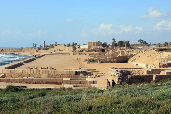 Caesarea Israël Mei 2011 Dit Een Panoramisch Uitzicht Archeologische Vondsten — Stockfoto