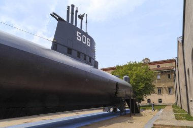 Milan, İtalya - 19 Mayıs 2018: Denizaltı Müzesi Bilim ve teknoloji ziyaret Enrico Toti bu.