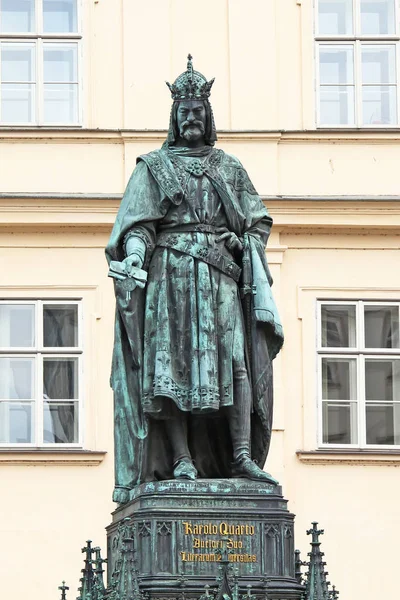 Prague Czech April 2012 Monument King Charles Who Made Prague — Stock Photo, Image