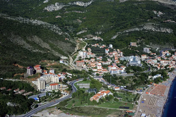 Letecký pohled na Beccici, Černou horu — Stock fotografie