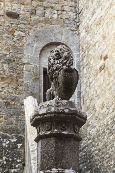 Heraldische leeuw in een middeleeuws kasteel — Stockfoto