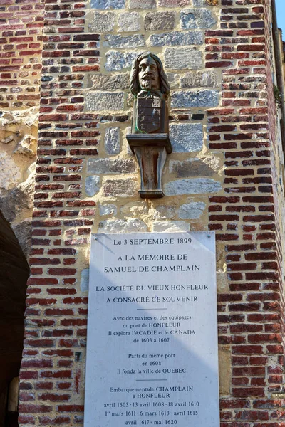 Honfleur France September 2019 Eski Şehir Kapısında Samuel Champlen Kanada — Stok fotoğraf