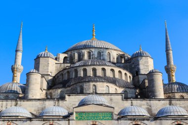 İSTANBUL, TURKEY - 11 Eylül 2017: Bu, ünlü Mavi Cami 'nin (Sultanahmet Camii) kubbesinin bir görüntüsü.).