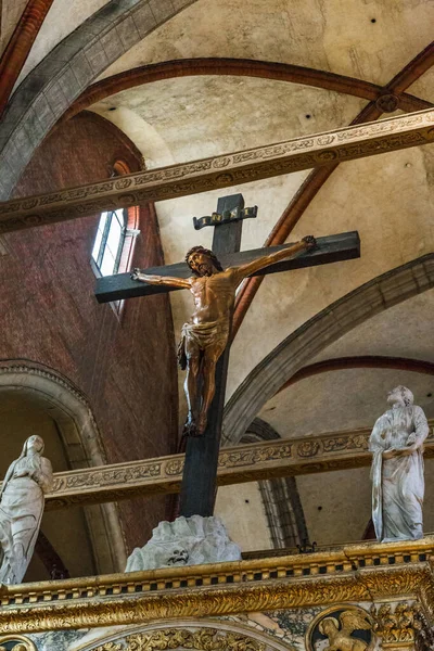 Venecia Italia Septiembre 2019 Este Crucifijo Medieval Sobre Portal Mármol — Foto de Stock