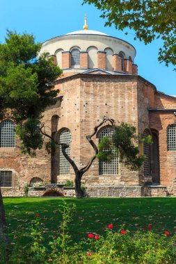 İSTANBUL, TÜRKEYE - 11 Eylül 2017: Burası St. Irene kilisesi, şehrin en eski Hristiyan kiliselerinden biri..