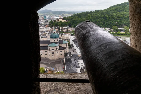 Salzburg Autriche Mai 2019 Vue Depuis Embrasure Canon Château Hohensalzburg — Photo