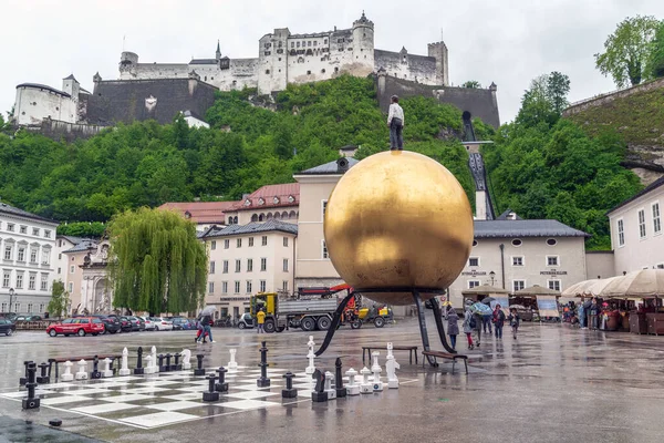 Salzburg Austria Maggio 2019 Piazza Del Duomo Con Monumento Insolito — Foto Stock