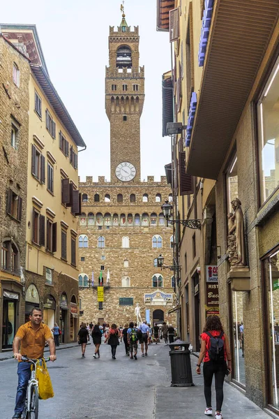 Florence Italië September 2018 Dit Vacchereccia Street Palazzo Vecchio Een — Stockfoto