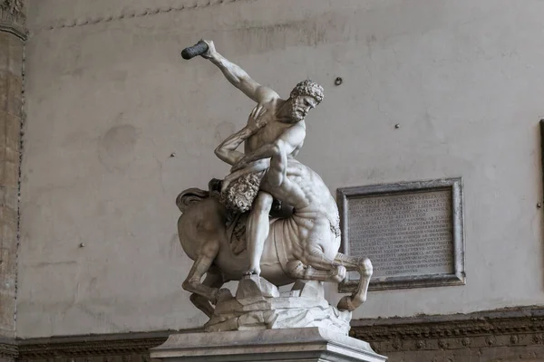 Florence Italy September 2018 Statue Hercules Centaur Giambologna Lanzi Loggia — Stock Photo, Image