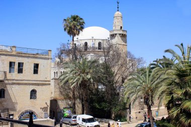 JERUSALEM, ISRAEL - 11 Mayıs 2011: Burası Yahudi mahallesindeki Hurva Sinagogu 'nun yanındaki Minare. 
