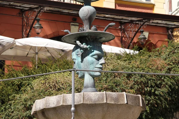 2012 Karlovy Vary Czech April 2012 Two Faced Janus Fountain — 스톡 사진