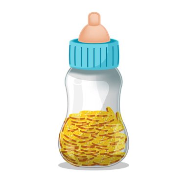 Bebek Şişe Süt Sikke Para Vektör