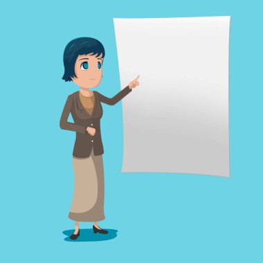 Ofis Kadın Karakter Mevcut Poz vektör