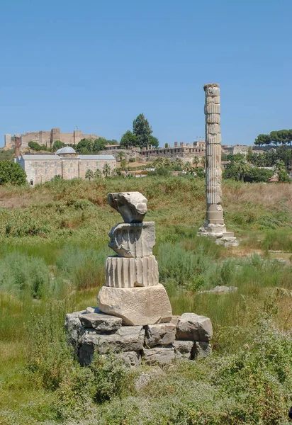 Oude Griekse tempel van de godin artemis in Efeze. — Stockfoto