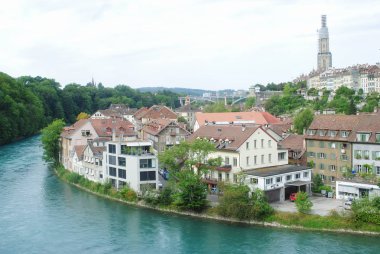 Bir cityscape görüntülemek eski şehir Bern, İsviçre'de başkenti