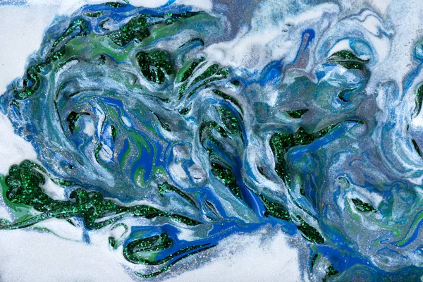 Blue and green gold marbling pattern. Marble liquid texture.