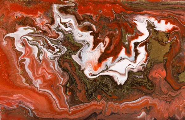 Red and gold marbling pattern. Golden marble liquid texture.