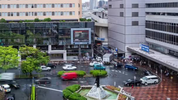 Fukuoka Japán Július 2019 Autók Jönnek Hogy Dobja Vedd Fel — Stock videók