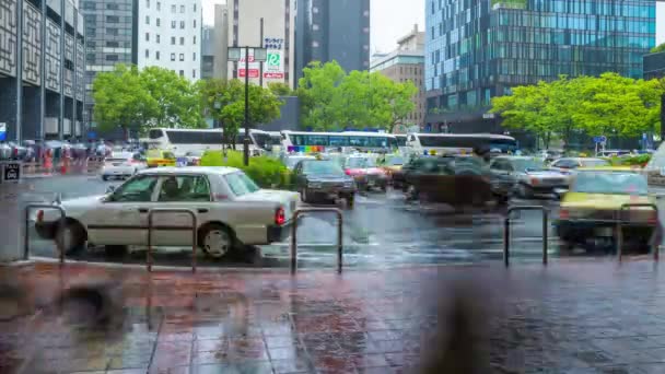 Fukuoka Japán Július 2019 Taxi Stop Hogy Vegye Fel Utasok — Stock videók