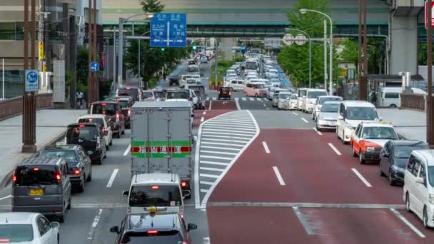 Fukuoka Japon Juillet 2019 Des Voitures Des Autobus Arrêtent Intersection — Video