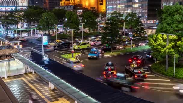 Φουκουόκα Ιαπωνία Ιουλίου 2019 Ταξί Και Αυτοκίνητα Έρχονται Για Παραλάβει — Αρχείο Βίντεο