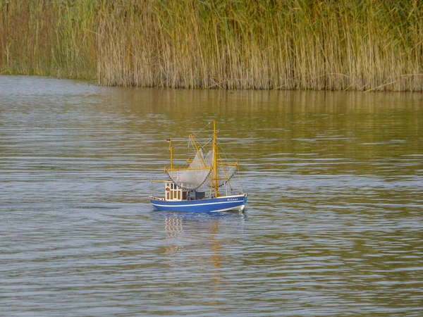 Озере Плавает Детская Игрушка Рыбацкой Лодки — стоковое фото