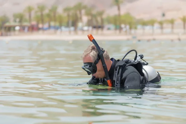 Subacqueo Subacqueo Attrezzature Base Tuffa Mare Lezioni Immersione Subacquea Popolare — Foto Stock