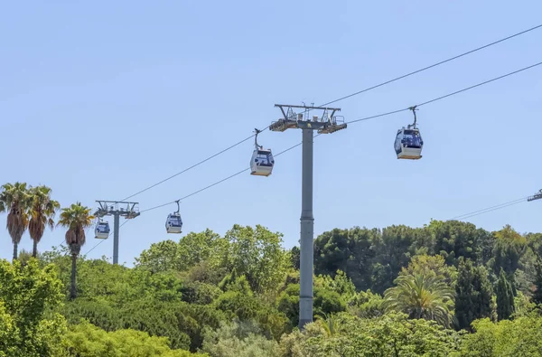 Travel in Spain, Barcelona. Barcelona s cable car and funicular from the port to the mountain Montjuic
