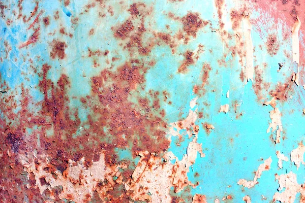 Rusty Painted Metal Texture Old Iron Surface Shabby Cracked Paint — Stock Photo, Image