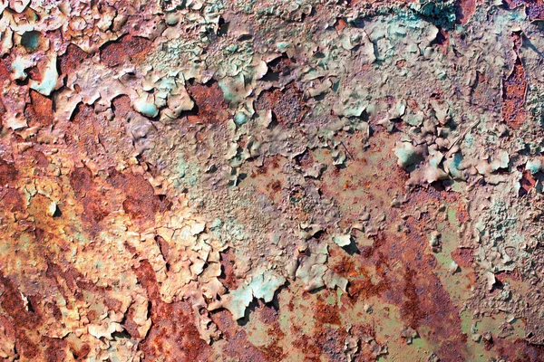 Rusty Painted Metal Texture Old Iron Surface Shabby Cracked Paint — Stock Photo, Image