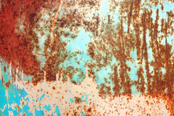 Rusty Painted Metal Texture Old Iron Surface Shabby Cracked Paint — Stock Photo, Image