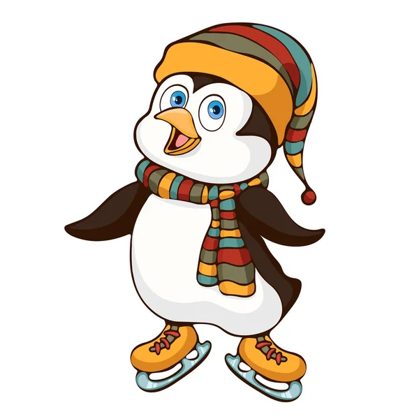 Dibujo Manual Pingüino Personaje Dibujos Animados Ilustración Vectorial Caricatura Pegatina — Foto de Stock
